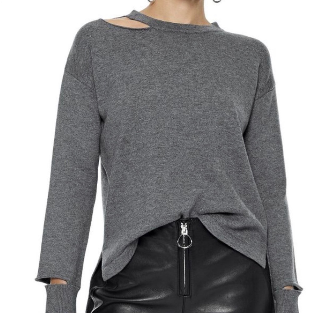 LNA Grey “Perry” Cutout Sweater
